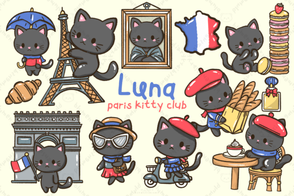 Download Kawaii Black Cat Paris Clip Art - Premium Resources