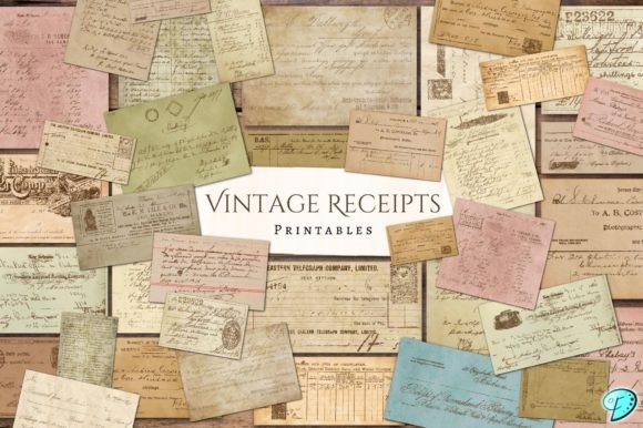 Download Vintage Receipts Printable Ephemera - Printable Collection