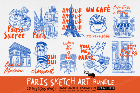 Download Paris Sketch Art PNG Sublimation Bundle - Premium Bundle