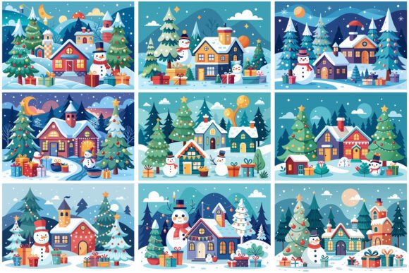 Download Cozy Christmas Winter Scene Bundle - Winter scene Collection
